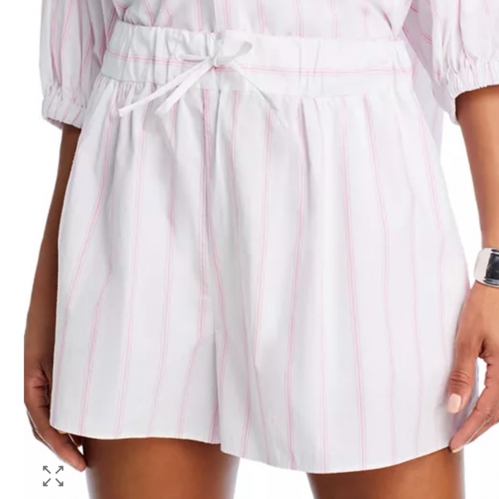 Cinq à Sept Sammy Striped Jacques Cover Up Shorts Bubble Gum White Pink SZ L& XL